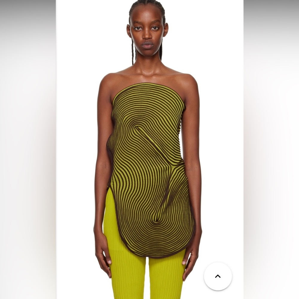 Issey Miyake Green & Brown Meander Tank Top NWT